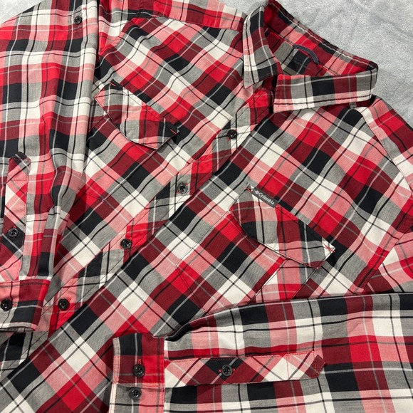Columbia Other - Columbia Mens Red Black‎ Plaid Long Sleeve Button Down Hiking Shirt Size XL